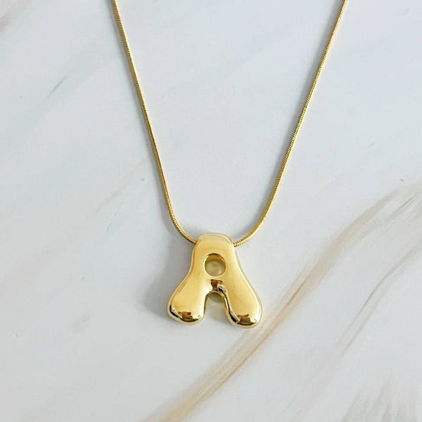 EY Balloon Letter Initial Necklace-Gold