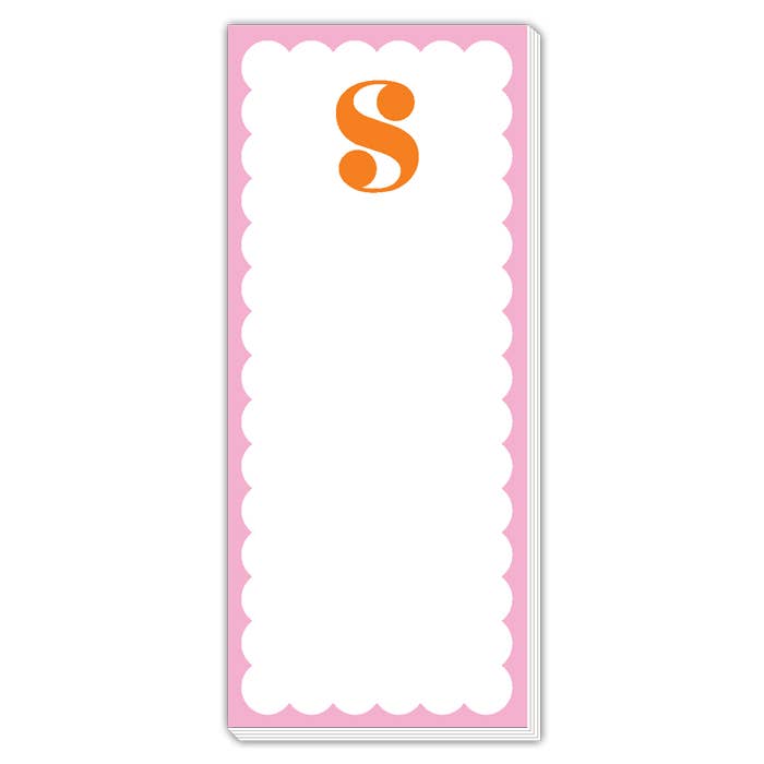 Scallop Monogram Orange And Pink S Skinny Notepad