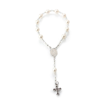 Sterling Silver White Baby Rosary Girl or Boy Baptism Gift