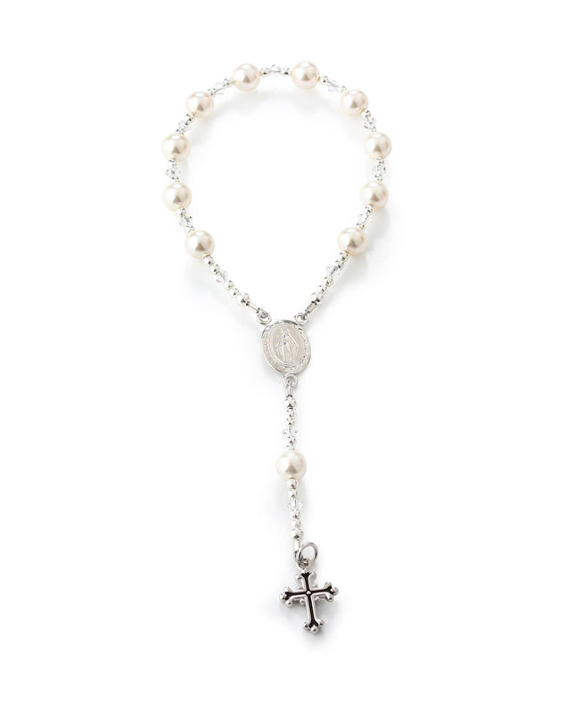 Sterling Silver White Baby Rosary Girl or Boy Baptism Gift