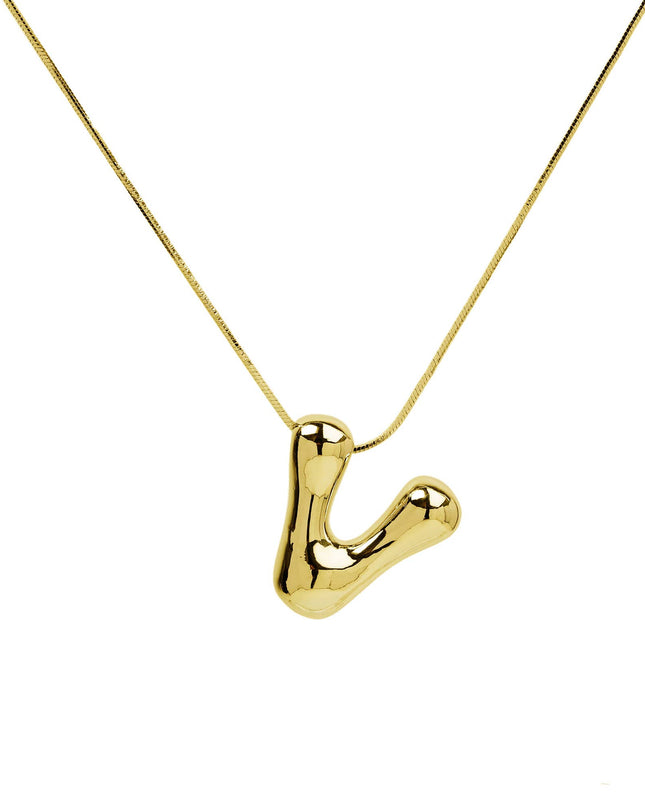 Initial Balloon Waterdrop 18K Gold Necklace