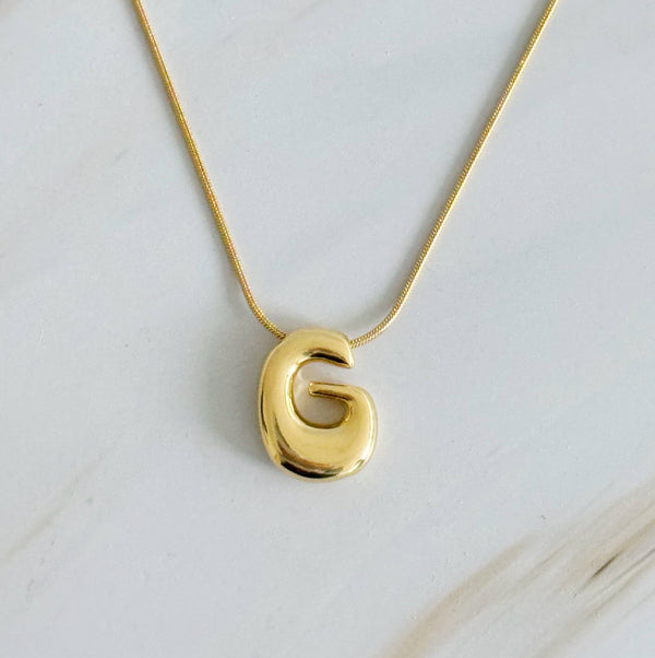 EY Balloon Letter Initial Necklace-Gold