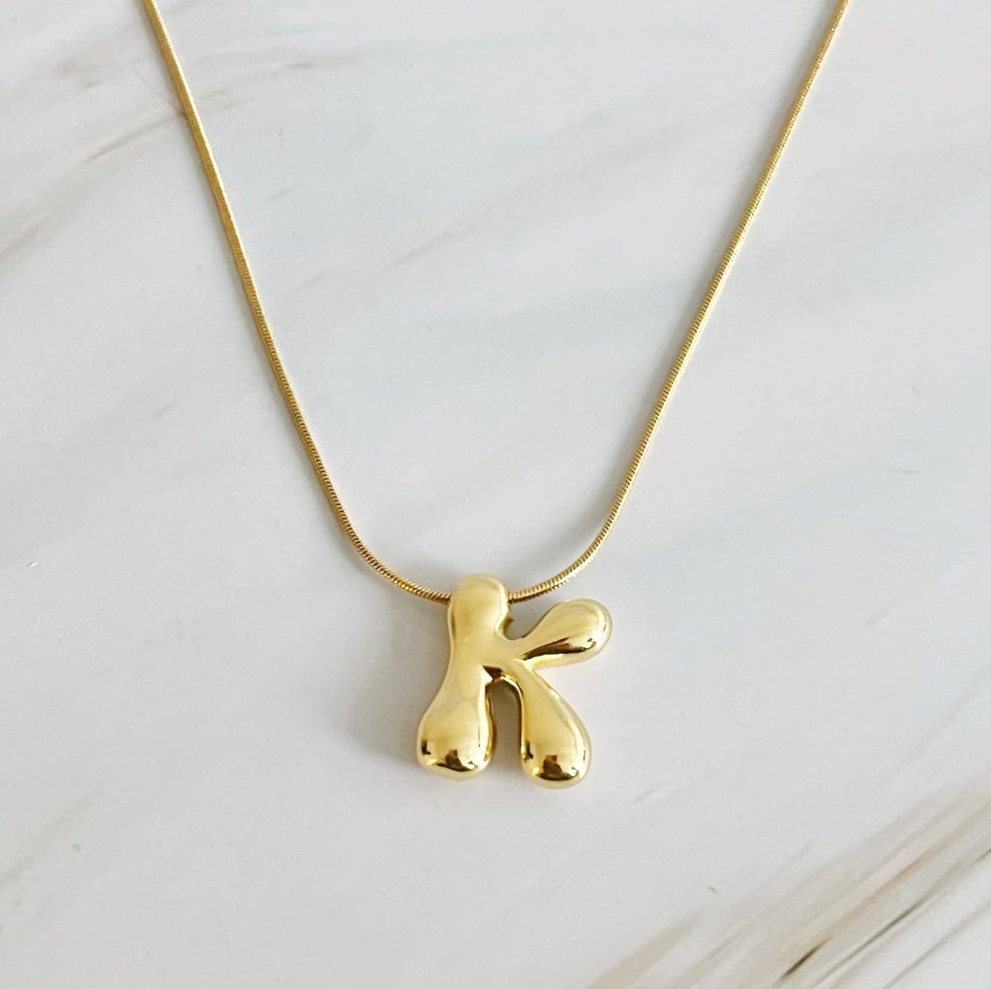 EY Balloon Letter Initial Necklace-Gold