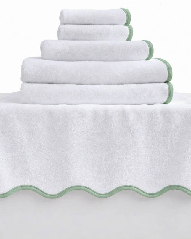 Personalized Luxury Cotton Hand Towels with Scallop Piping