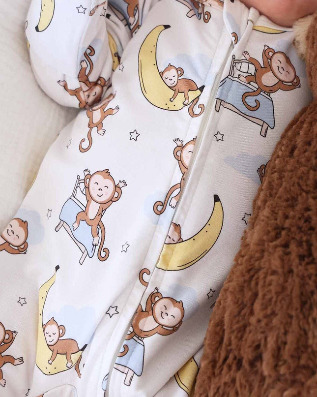 Monkey See, Monkey Snooze Zipper Footie