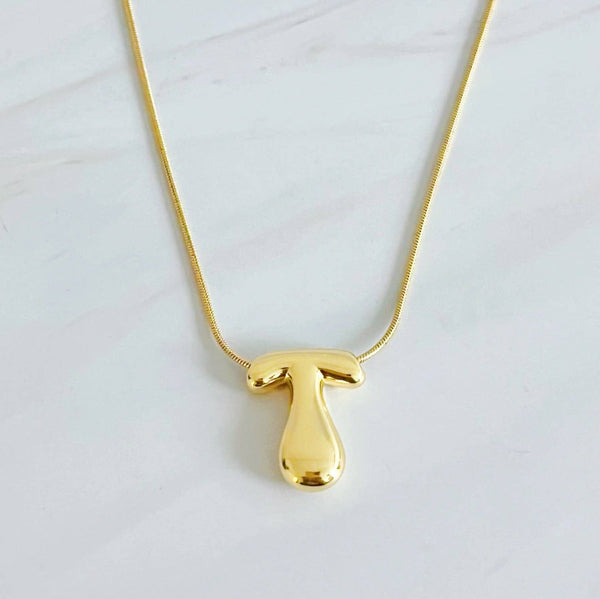 EY Balloon Letter Initial Necklace-Gold