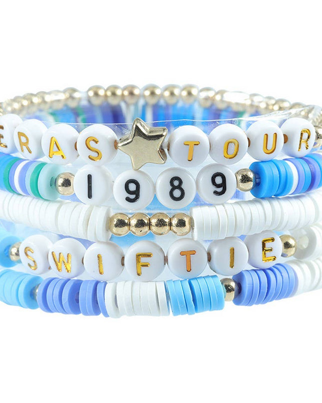 5PCS COLORED LETTER MULTI-LAYER BEADED BRACELET_CWAJE0711
