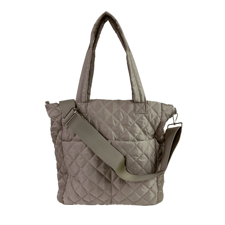 Mabel Quilted Nylon Tote w/2" Bag Strap