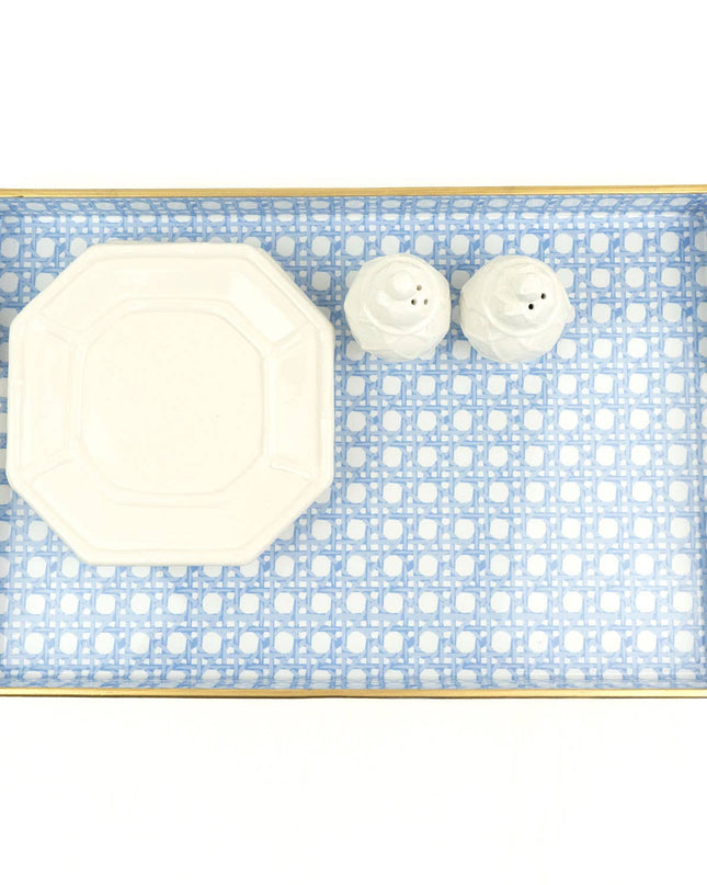 Blue Cane Rectangular Tray