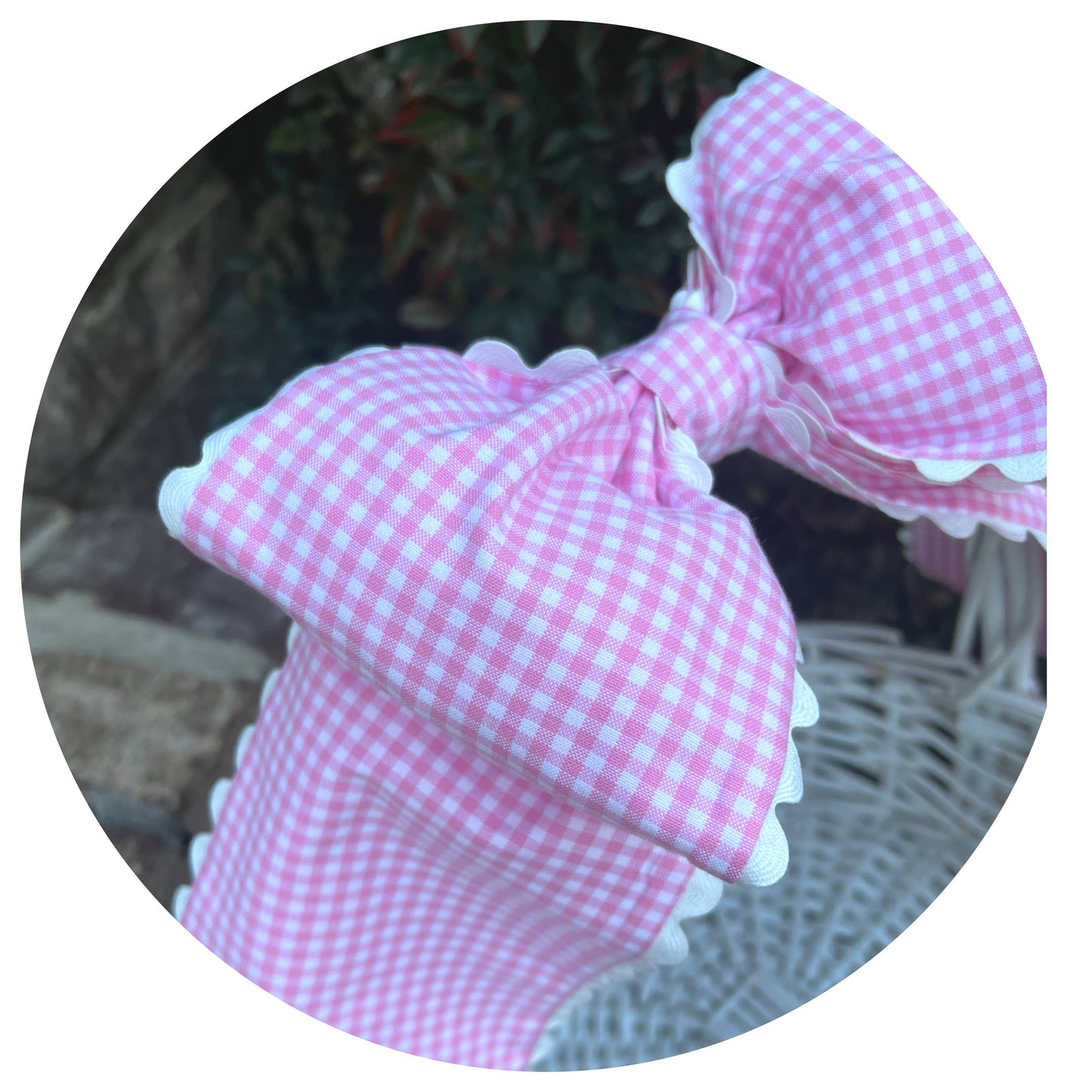 Custom Gingham Bow with Trim