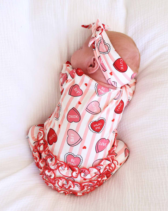Girls Sweet Like Candy Ruffle Zipper Footie