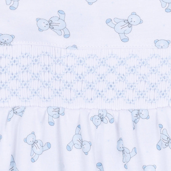 Baby's Teddy Smocked Footie - Light Blue