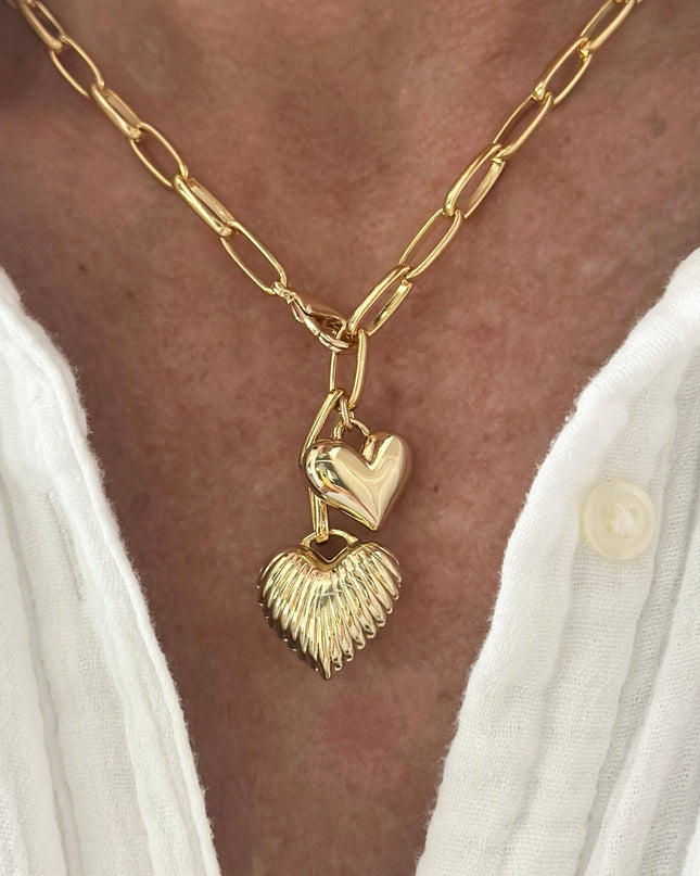 Gold Puffy Hearts Necklace