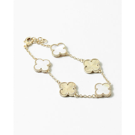 Gold Mother of Pearl Clover Chain Bracelet