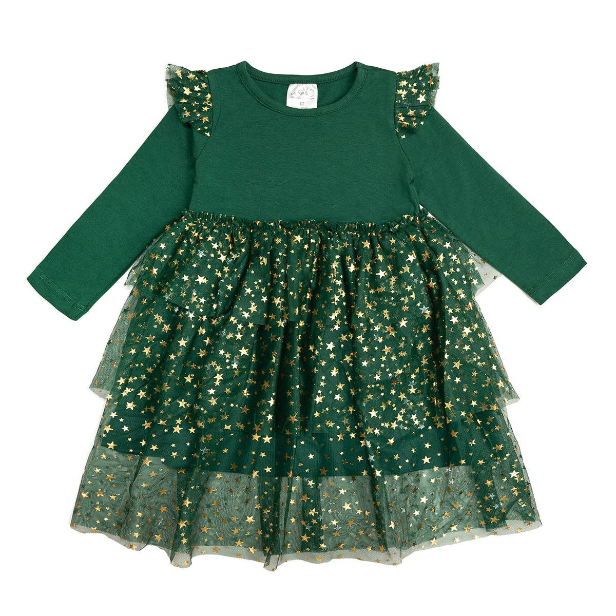 Emerald Green Shimmer Christmas Long Sleeve Tutu Dress