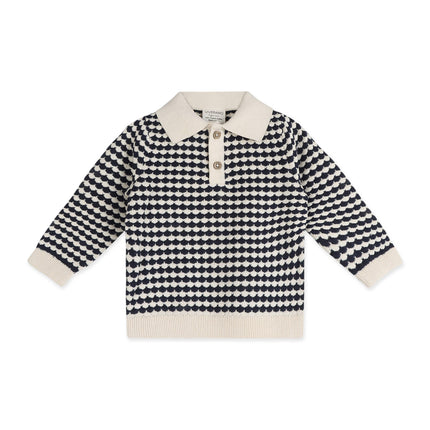 Leo Textured Knit Polo Baby Pullover & Pant (Organic Cotton)