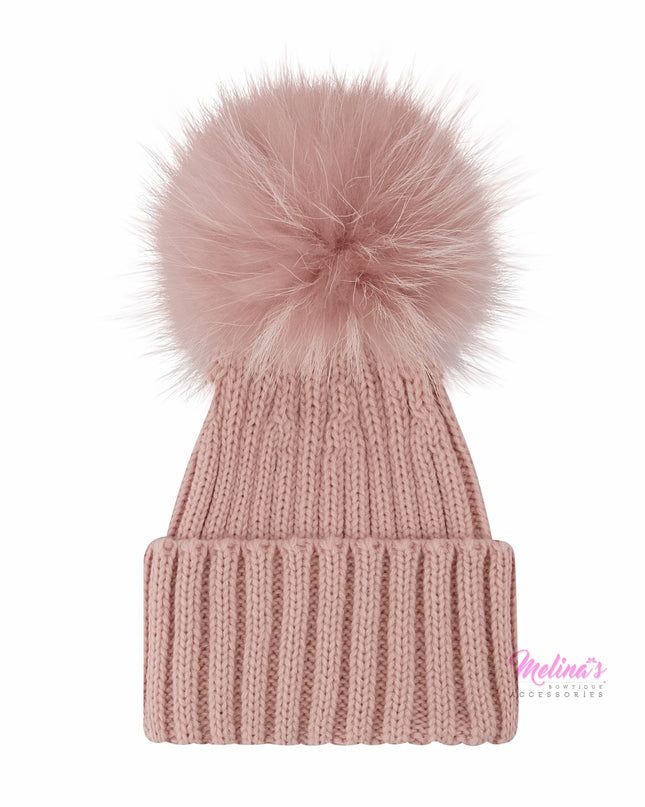 Blush Pom Beanies