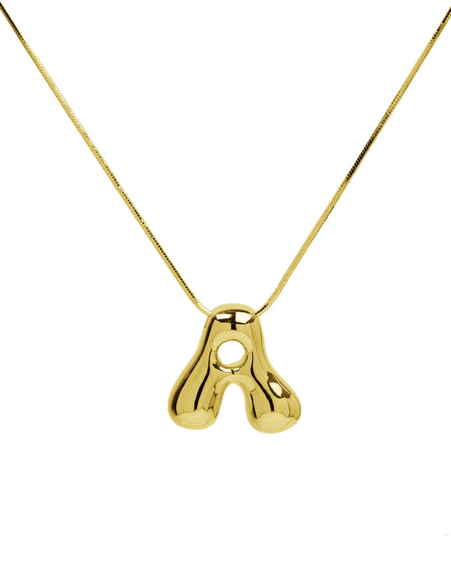Initial Balloon Waterdrop 18K Gold Necklace