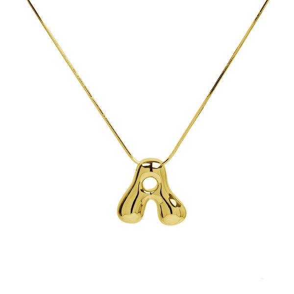 Initial Balloon Waterdrop 18K Gold Necklace