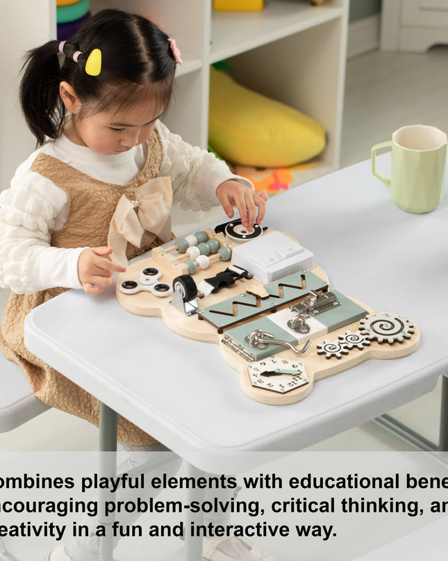 Wooden Sensory Bear Shaped Learning Toddler Busy Board
