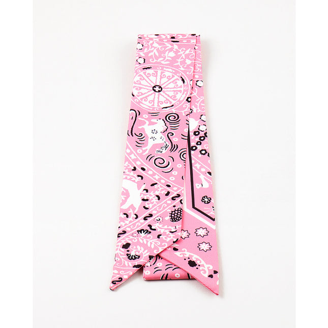 Pink Bandana Skinny Scarf