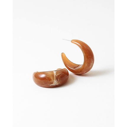 Brown Resin Chunky Hoop Earrings