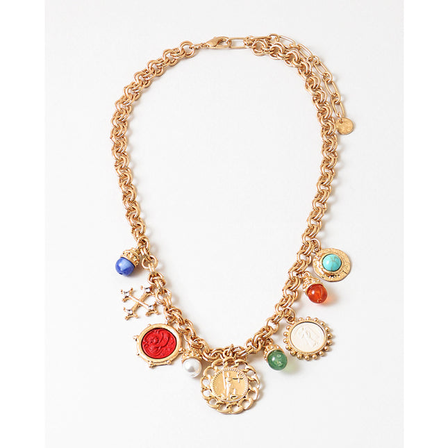 Gold Vintage Coin Charm Necklace