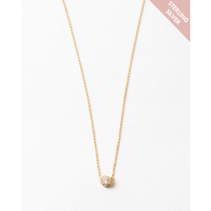 Gold Delicate Pave Clear Crystal Ball Necklace