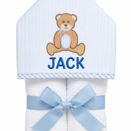 Teddy Bear Hooded Towel- Blue