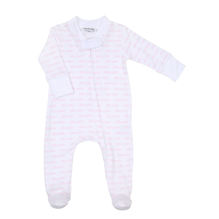 Little Sister Printed Zipped Footie -Pink