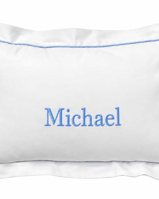 Personalized Baby Pillow with Michael embroidered in blue
