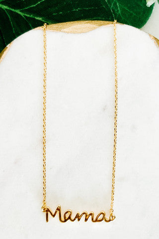 Gold Dipped MAMA Script Necklace-Gold or Silver