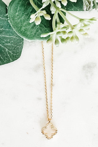 Open Clover Dainty Necklace-CZ-Gold