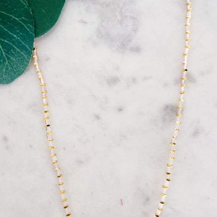 Beaded Gold Necklace with Colorful Beads