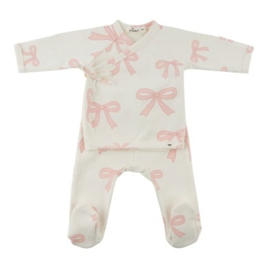oh baby! Bows All-Over Print Kimono with Bow in Oyster