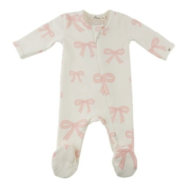oh baby! Bows All-Over Print Footie in Oyster