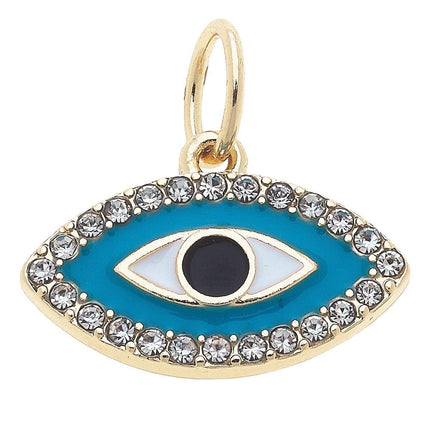 Pave Enamel Evil Eye Charm in Turquoise
