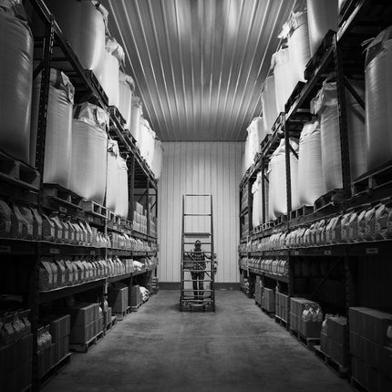 Warehouse storage shelves