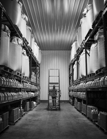 Warehouse storage shelves