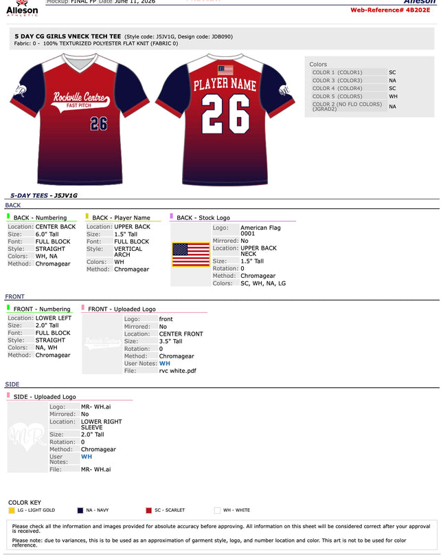 RVCLL Fastpitch Jersey - 2026