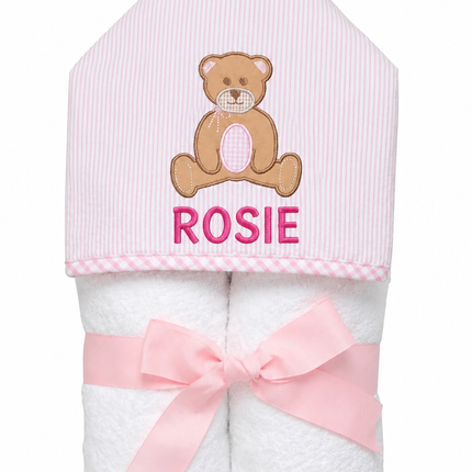 Teddy Bear Hooded Towel- Pink