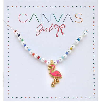 Samantha Flamingo Beaded Pearl Children's Necklace
