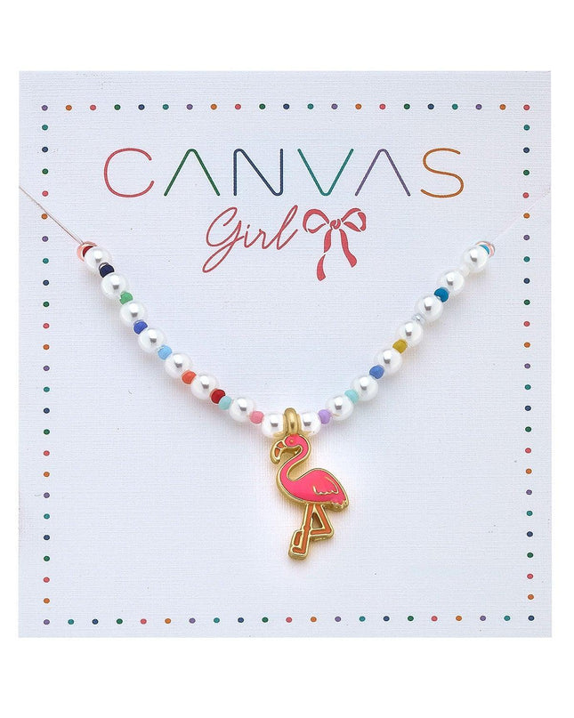 Samantha Flamingo Beaded Pearl Children's Necklace