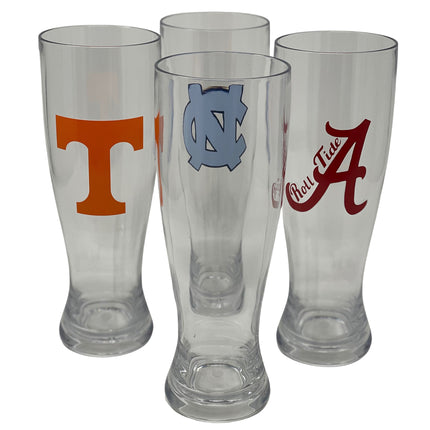 Personalized acrylic beer glass — custom college logo, heat press personalization included