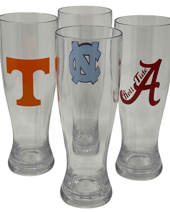 Personalized acrylic beer glass — custom college logo, heat press personalization included
