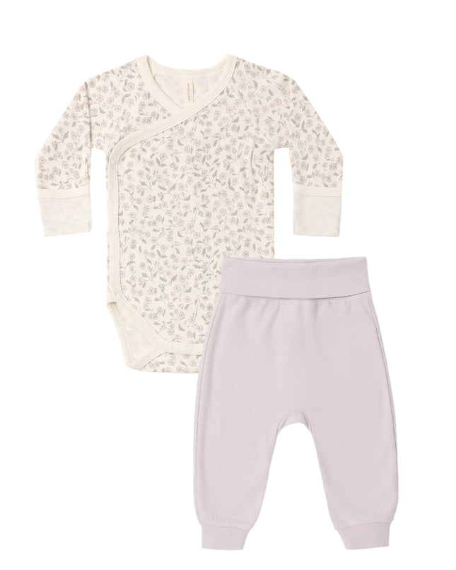 Quincy Mae Side Snap Bodysuit + Pant Set in Floret