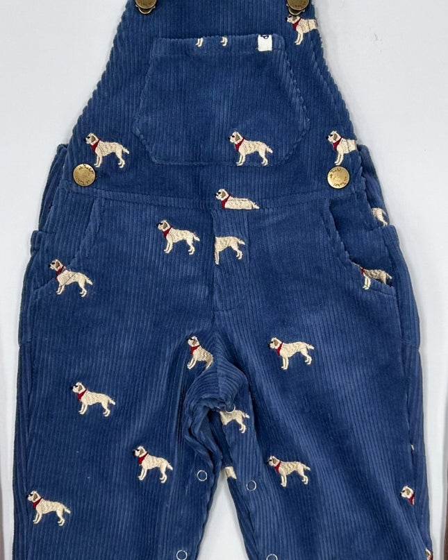 oh baby! Labs Embroidered Corduroy Bib Overalls - Denim