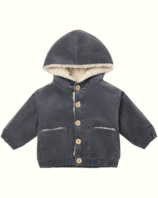 Quincy Mae Corduroy Hooded Jacket in Midnight