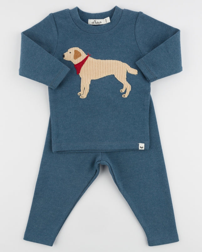 oh baby! Lab Bandana Baby Rib 2PC Set - Ocean