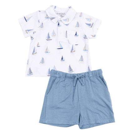 Bubbly Sailboats Polo with Casual Shorts